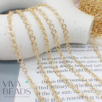 10 см Цепь 4.3 мм (толщина) позолота (7518-З) купить в Воронеже | Заказать в интернет-магазине Viva Beads
