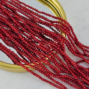 Нить 19 см Коралл натуральный ок. 2.4 мм, бусины гладкий шар, красный (8675-2) для бижутерии купить с доставкой по России | Интернет‑магазин Viva Beads
