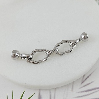 УЦЕНКА Замок с карабинами 57 мм с фианитами, родиевое покрытие (9965-Р-УЦ) купить в Воронеже | Заказать в интернет-магазине Viva Beads
