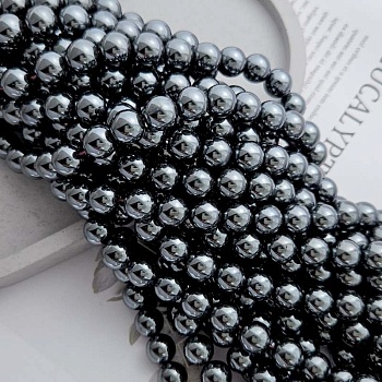 Нить 20 см Гематит / имитация / 10 мм гладкая бусина, черный (6317-10)	 купить в Воронеже | Заказать в интернет-магазине Viva Beads
