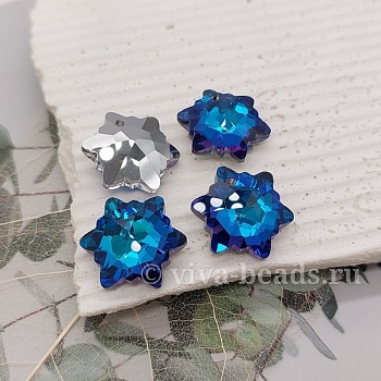 Подвеска Снежинка 18 мм Bermuda Blue хрустальное стекло (6836-ББ) купить с доставкой по России | Интернет-магазин Viva Beads