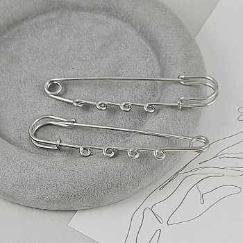 Булавка основа для броши 76 мм на 4 петли, цвет платина (2583-4) купить в Воронеже | Заказать в интернет-магазине Viva Beads Булавка основа для броши 76 мм на 4 петли, цвет платина (2583-4)