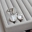 Комплект украшений с белым перламутром - серьги, кольцо с родиевым покрытием (КОМПЛ-1-Р)