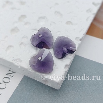 Подвеска Сердце 10 мм Amethyst хрустальное стекло (6404-Ф) купить с доставкой по России | Интернет-магазин Viva Beads