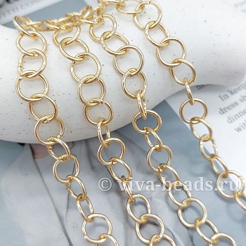 50 см Цепь РОЛО 9.7 мм (толщина) цвет золото (7393-З) купить в Воронеже | Заказать в интернет-магазине Viva Beads
