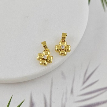 УЦЕНКА Подвеска Цветок 10.4х9 мм с фианитом, позолота 14К (10039-З-УЦ)