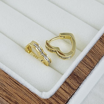 Швензы кольца, бублики, конго 13.6х13.4х2.6 мм Сердце с фианитами, позолота 14К (10239-З) купить с доставкой по России | Интернет-магазин Viva Beads