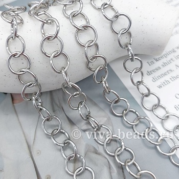 50 см Цепь РОЛО 9.7 мм (толщина) цвет платина (7393-П) купить в Воронеже | Заказать в интернет-магазине Viva Beads
