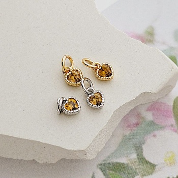 Подвеска Сердце мини с фианитом 5.7x4 мм Topaz позолота 18к насыщенное золото (8765-ТОПЗ)