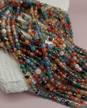 Нить 36 см Агат 4 мм граненая бусина микс цветов (6506) купить в Воронеже | Заказать в интернет-магазине Viva Beads

