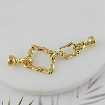 Замок с карабинами 53 мм с фианитами, позолота 18К (9966-З) купить в Воронеже | Заказать в интернет-магазине Viva Beads
