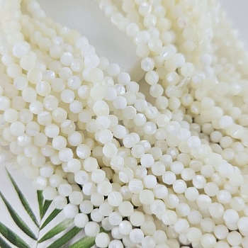 Нить 19 см Перламутр натуральный ок. 3-3.5 мм граненые бусины (6650-3) для бижутерии купить с доставкой по России | Интернет‑магазин Viva Beads