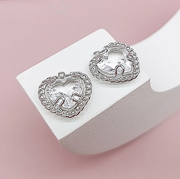 Подвеска Сердце 16х15х5.6 мм с фианитом родиевое покр. (7792-Р) купить с доставкой по России | Интернет-магазин Viva Beads