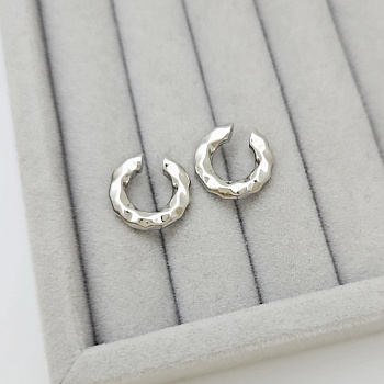 1 шт. Кафф 15х3.3 мм с эффектом мятого металла с родиевым покрытием (9129-Р) купить с доставкой по России | Интернет-магазин Viva Beads