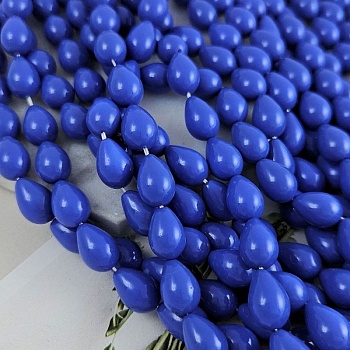 Нить 40 см Жемчуг майорка ок. 9х13 мм бусина гладкая капля, синий (9742-СИН) купить в Воронеже | Заказать в интернет-магазине Viva Beads
 Нить 40 см Жемчуг майорка ок. 9х13 мм бусина гладкая капля, синий (9742-СИН) купить в Воронеже | Заказать в интернет-магазине Viva Beads