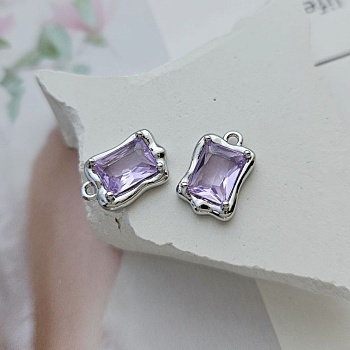 Подвеска с ювелирным стеклом 13.7х9 мм сиреневый, родиевое покр. (8738-СР)