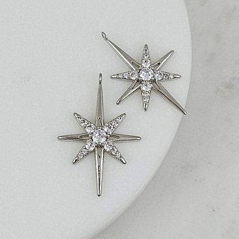 Подвеска Звезда 26.6x18 мм с фианитами, родиевое покрытие (10194-Р) купить с доставкой по России | Интернет-магазин Viva Beads