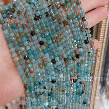 Нить 37 см Агат граненый 4 мм тонированный бирюзовый (6481) купить в Воронеже | Заказать в интернет-магазине Viva Beads
