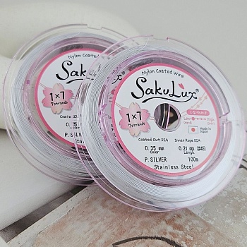 1 м Тросик FLEXY 7 / SakuLux 0.35 мм цвет белый /серебро/ (6440-0.35-Б) купить в Воронеже | Заказать в интернет-магазине Viva Beads
