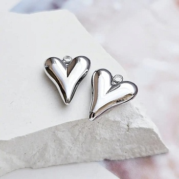 Подвеска Сердце 14.5x12x3.6 мм родиевое покр. (8434-12-Р) купить с доставкой по России | Интернет-магазин Viva Beads