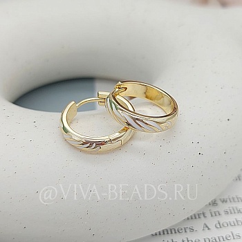 Швензы кольца, бублики, конго, 20х4.5 мм эмаль, позолота (7476-ЗБ)