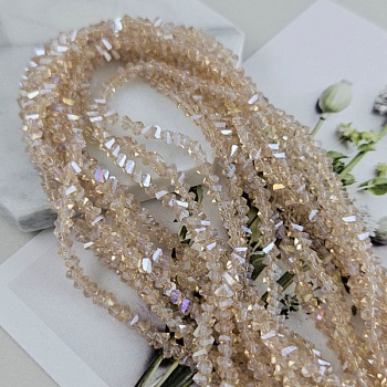 Нить 33 см Бусина хрустальная крошка ок. 4x3x3 мм бежевый АВ (7338-4-БЕЖАВ) купить в Воронеже | Заказать в интернет-магазине Viva Beads
 Нить 33 см Бусина хрустальная крошка ок. 4x3x3 мм бежевый АВ (7338-4-БЕЖАВ) купить в Воронеже | Заказать в интернет-магазине Viva Beads