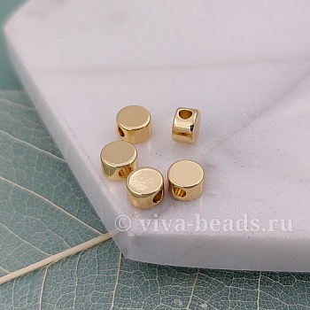 1 шт. Бусина (разделитель) 5х3 мм позолота 14к (5555-З) купить в Воронеже | Заказать в интернет-магазине Viva Beads
