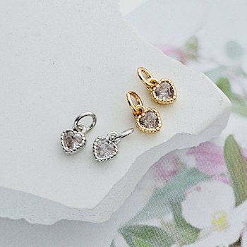 Подвеска Сердце мини с фианитом 5.7x4 мм Crystal родиевое покрытие (8765-КРР)