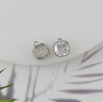 Подвеска с фианитом 8.3х7х4.1 мм прозрачный, родиевое покрытие (7313-7-БР) купить с доставкой по России | Интернет-магазин Viva Beads