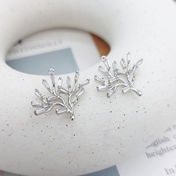 Подвеска Веточка с фианитами 20x22 мм родиевое покр. (7658-Р)