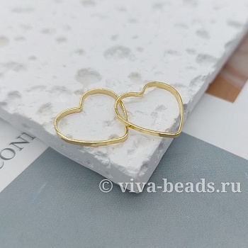 Кольцо коннектор Сердце 13.5x14.5x1 мм позолота (7271) купить с доставкой по России | Интернет-магазин Viva Beads