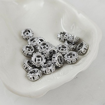 1 шт. Бусина разделитель 8.3x3.7 мм с фианитами, родиевое покрытие (10103-Р) купить с доставкой по России | Интернет-магазин Viva Beads