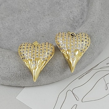 УЦЕНКА Подвеска Сердце 26.2х21.8х6.1 мм с фианитами, позолота 18К (9554-З-УЦ)