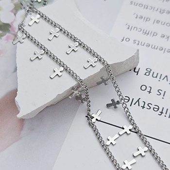 10 см Цепочка с подвесками крестиками родиевое покрытие (8732-Р) купить в Воронеже | Заказать в интернет-магазине Viva Beads
