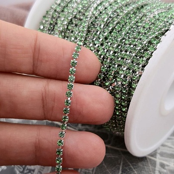 50 см Цепь стразовая 2 мм SS6 зеленая серебре (3549-ЗС) купить в Воронеже | Заказать в интернет-магазине Viva Beads
