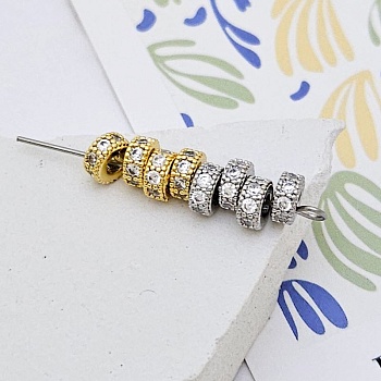 1 шт. Бусина разделитель 6x3 мм с фианитами позолота 14К (6939-З) купить в Воронеже | Заказать в интернет-магазине Viva Beads
