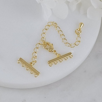 Замок лобстер 10 мм с коннекторами на 5 нитей с удлинителем позолота 14К (10218-З) замок для украшений купить с доставкой по России | Интернет-магазин Viva Beads