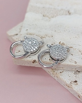 Замок с фианитами 19 мм родиевое покр. (8059-Р) купить в Воронеже | Заказать в интернет-магазине Viva Beads
