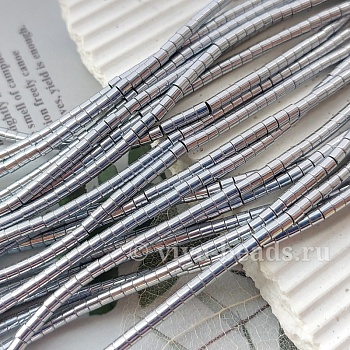 Нить 19 см Гематит трубочка 2x2 мм цвет платина (5999-П) купить в Воронеже | Заказать в интернет-магазине Viva Beads
