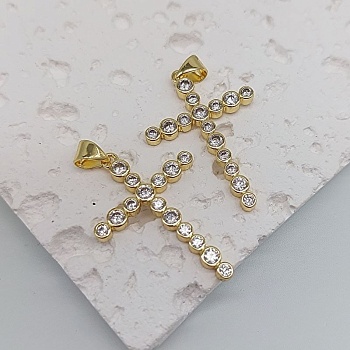 Подвеска Крест с фианитами 29.8x21 мм позолота (7422-З) купить с доставкой по России | Интернет-магазин Viva Beads