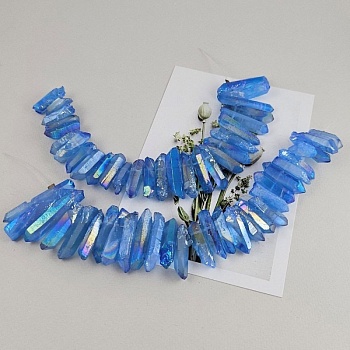 Нить 19-20 см Кварц натуральный 20-42x5-8 мм бусины палочки, сколы необработанные, синий с гальваникой (9752-СИН) купить в Воронеже | Заказать в интернет-магазине Viva Beads
 Нить 19-20 см Кварц натуральный 20-42x5-8 мм бусины палочки, сколы необработанные, синий с гальваникой (9752-СИН) купить в Воронеже | Заказать в интернет-магазине Viva Beads