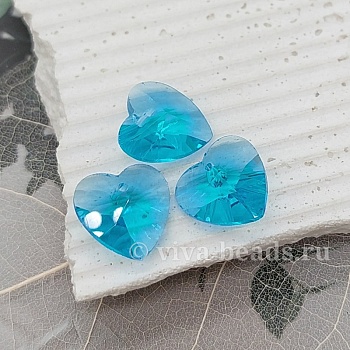 Подвеска Сердце 12 мм Aquamarine хрустальное стекло (6656-А) Подвеска Сердце 12 мм Aquamarine хрустальное стекло (6656-А)