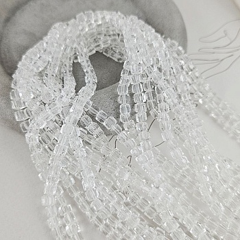 Нить 40 см Бусина граненый куб ок. 4-5 мм crystal, стекло (7339-ПРОЗР) купить в Воронеже | Заказать в интернет-магазине Viva Beads
