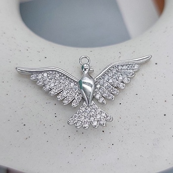 Подвеска Птица с фианитами 19.5x35 мм родиевое покр. (7663-Р)  Подвеска Птица с фианитами 19.5x35 мм родиевое покр. (7663-Р)