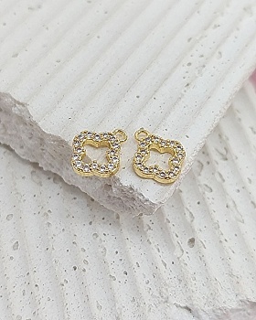 Подвеска Клевер с фианитами 9х7.4 мм позолота (8196-7-З)