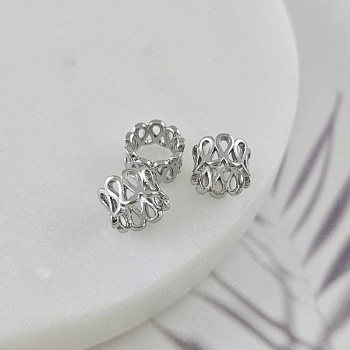 1 шт. Бусина разделитель 7.7х5.1 мм, внутренний d 5.1 мм, родиевое покрытие (10043-Р) купить с доставкой по России | Интернет-магазин Viva Beads