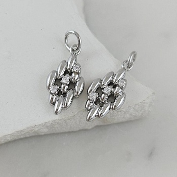 Подвеска Ромб 17.5x8.6 мм с фианитами, родиевое покрытие (10116-Р) купить с доставкой по России | Интернет-магазин Viva Beads