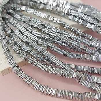 Нить 20 см Гематит, гематин квадрат 4х0.9 мм цвет платина (6315-4) для бижутерии купить с доставкой по России | Интернет‑магазин Viva Beads