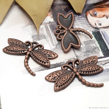 Подвеска Стрекоза 17х25 мм цвет медь (1670) купить с доставкой по России | Интернет-магазин Viva Beads