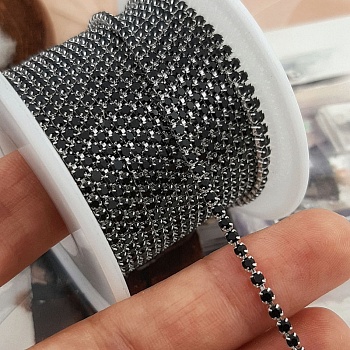 50 см Стразовая цепь 2 мм черный, серебро (3387-Ч) купить в Воронеже | Заказать в интернет-магазине Viva Beads
